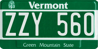 VT license plate ZZY560