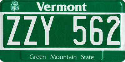 VT license plate ZZY562