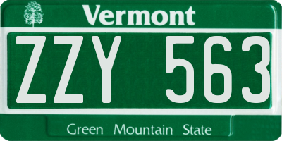 VT license plate ZZY563