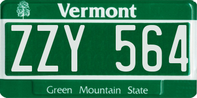 VT license plate ZZY564