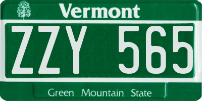 VT license plate ZZY565