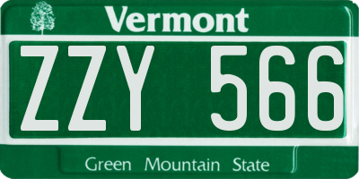 VT license plate ZZY566