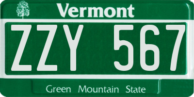 VT license plate ZZY567