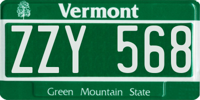 VT license plate ZZY568