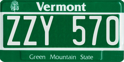 VT license plate ZZY570