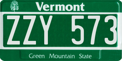 VT license plate ZZY573