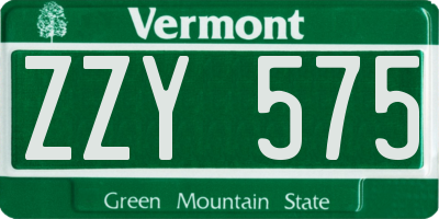 VT license plate ZZY575