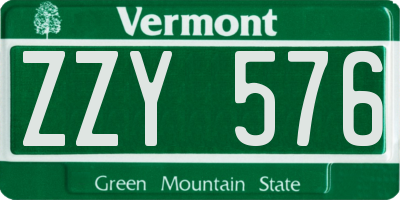 VT license plate ZZY576