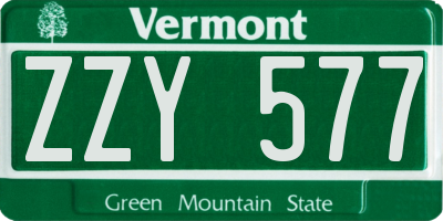VT license plate ZZY577