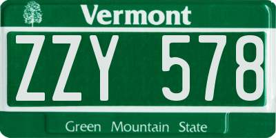 VT license plate ZZY578