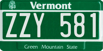 VT license plate ZZY581