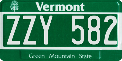 VT license plate ZZY582