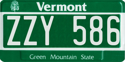 VT license plate ZZY586