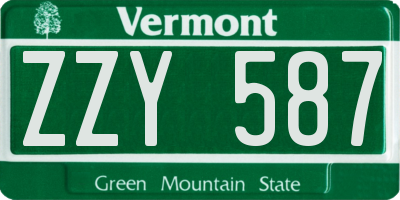 VT license plate ZZY587