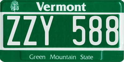 VT license plate ZZY588