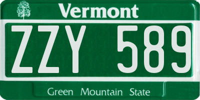 VT license plate ZZY589