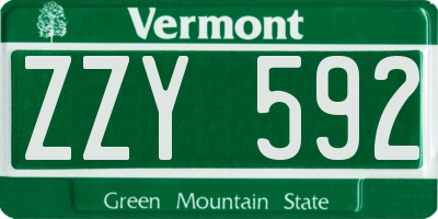 VT license plate ZZY592