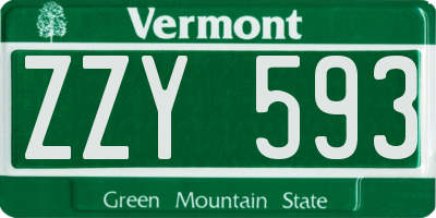 VT license plate ZZY593