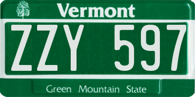 VT license plate ZZY597
