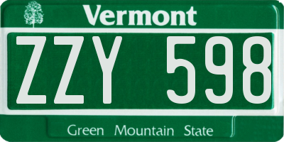 VT license plate ZZY598