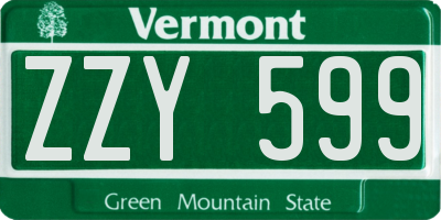 VT license plate ZZY599