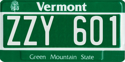 VT license plate ZZY601