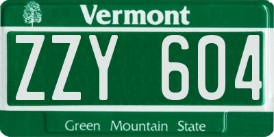 VT license plate ZZY604