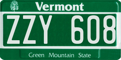 VT license plate ZZY608