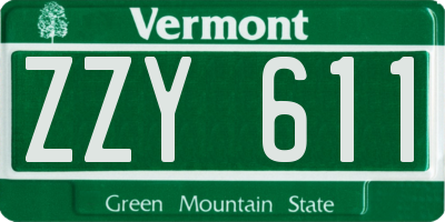 VT license plate ZZY611