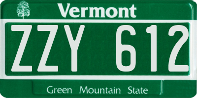 VT license plate ZZY612