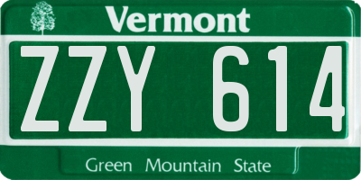 VT license plate ZZY614