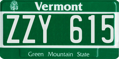 VT license plate ZZY615