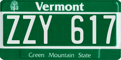VT license plate ZZY617