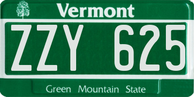 VT license plate ZZY625