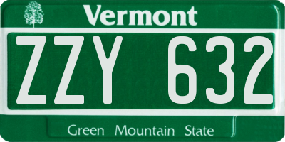 VT license plate ZZY632