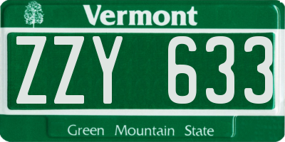 VT license plate ZZY633