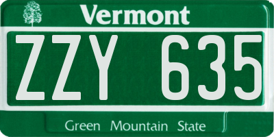 VT license plate ZZY635