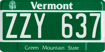 VT license plate ZZY637