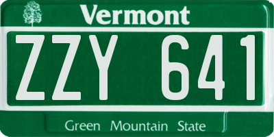 VT license plate ZZY641