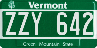 VT license plate ZZY642