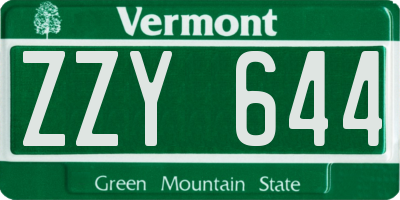 VT license plate ZZY644