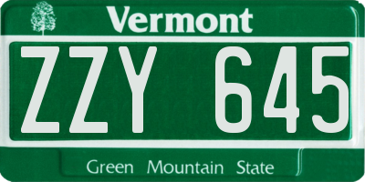VT license plate ZZY645