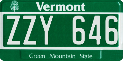 VT license plate ZZY646