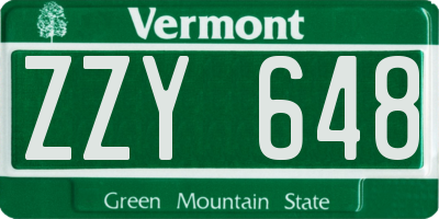 VT license plate ZZY648