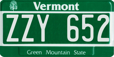 VT license plate ZZY652