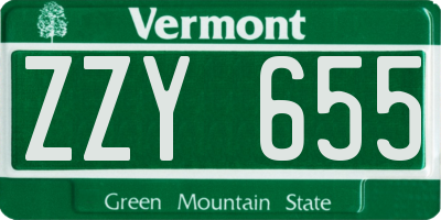 VT license plate ZZY655