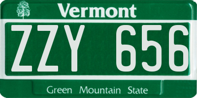 VT license plate ZZY656