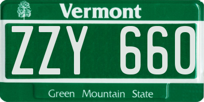 VT license plate ZZY660