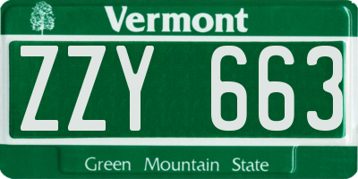 VT license plate ZZY663