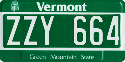 VT license plate ZZY664